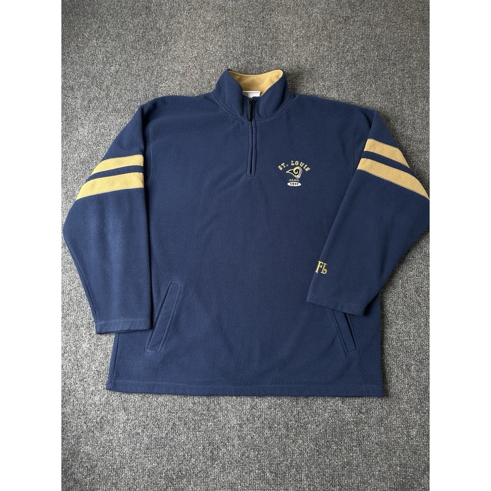 Mens NFL St. Louis Rams Blue Quarter Zip Fleece Pullover, Size XL